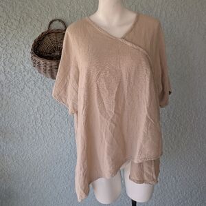 Oh my gauze! Twist knit v neck size m blouse tan‎